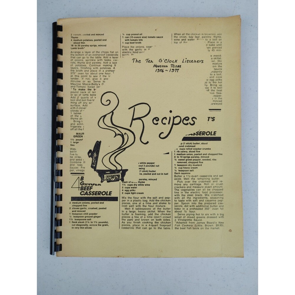 The Ten O'clock Listeners Cookbook, Houston TX 1976-77 Radio Hist Cookbook (160)
